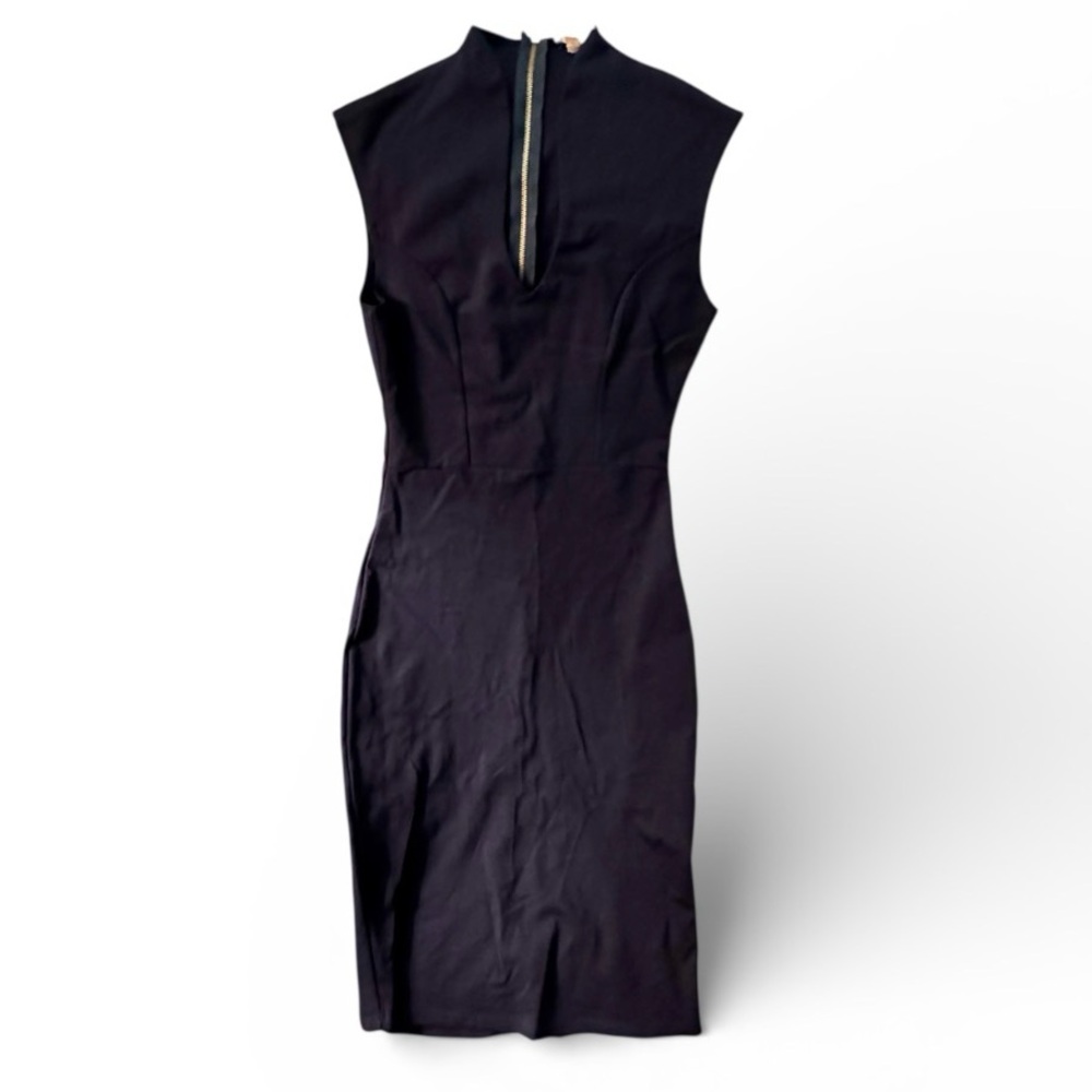 Rolla Coster Form-Fitting Midi Dress Size Small Navy Stretch Plunging Neckline